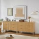 Bedroom Dresser, 6 Double Dressers with Wavy Drawers, Wooden Chest of Drawers for Children's Room, Living Room, Entrance and Hallway, Natural, 47.2''W x 15.8''D x 31.7''H.