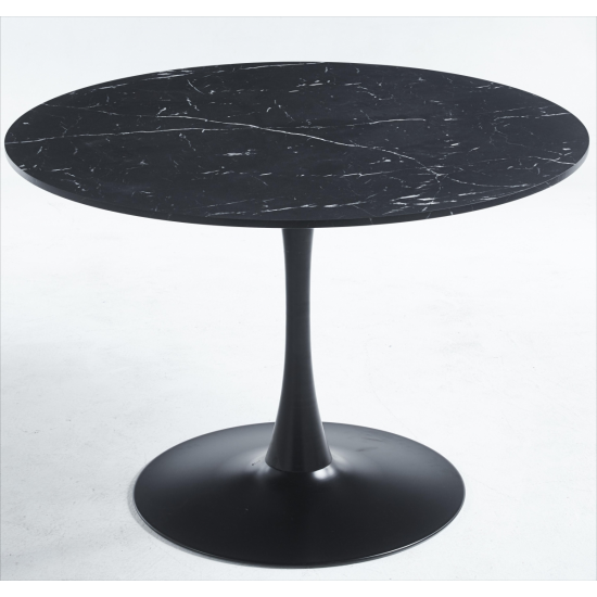 42.1 InchBlack Tulip Table Mid-century Dining Table for 4-6 people With Round Mdf Table Top, Pedestal Dining Table, End Table Leisure Coffee Table