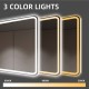 40*24 Inch LED Bathroom Mirror Vanity Mirrors with Front Lights Wall Mounted Anti-Fog Frameless Make Up Mirror with Light 5 mm Copper-Free Silver Mirror Horizontal or Vertical