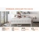 Twin Bed Frames with Headboard, Solid Wooden Platform Bed with Corner, Modern Low Profile Bed Frame, No Box Spring Needed, White