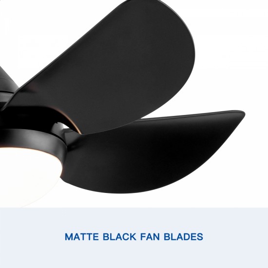 30 In Intergrated LED Ceiling Fan Lighting with Matte Black ABS Blade