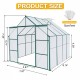 8x8 FT Double Door Polycarbonate Greenhouse Raised Base and Anchor Aluminum Heavy Duty Walk-in Greenhouses for Outdoor Backyard in All Season,Green