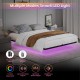 Floating Bed Frame Queen Size with LED Lights ＆ charging station, Metal Platform Queen Bed, 79.9'' L x 60.2'' W x 7.9'' H.