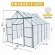 8x10FT Double Door Polycarbonate Greenhouse Raised Base and Anchor Aluminum Heavy Duty Walk-in Greenhouses for Outdoor Backyard in All Season,Green