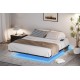 Floating Bed Frame King Size with LED Lights ＆ charging station, Metal Platform Queen Bed, 79.9'' L x 76.2'' W x 7.9'' H.