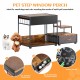 Pet Step Window Perch,Bunk Beds Window Perch for Dogs Bedside Lounge Elevated Dog Bed Multi-Level Platform with sponge, Non-Slip Pad and Storage,Vintage