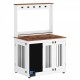 Dog crate,Graffiti dog cage, kennel with double doors, crate interior furniture, heavy wooden dog cage, large dog, white