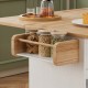 44 Inch Kitchen Island Cart with Solid Wood Top, Wine Storage, Spice Rack, Towel Rack, Wine Glass Holder, Rolling Kitchen Island Table on Wheels, Tool-Free Installation, White & Oak