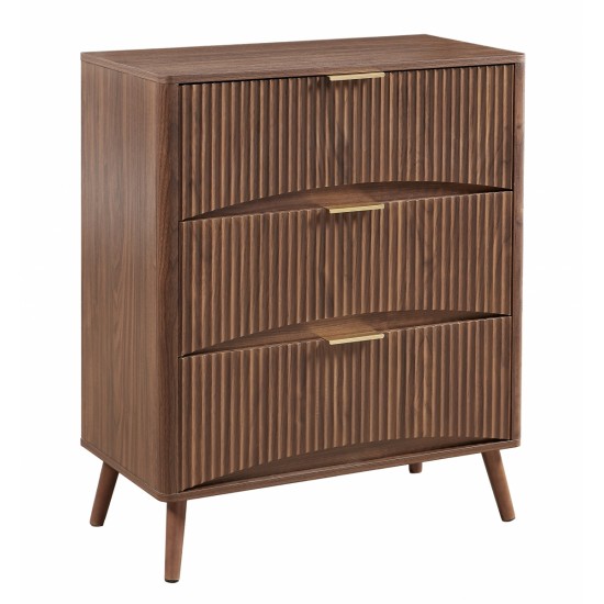 Bedroom Dresser, 3 Dressers with Wavy Curved Drawers, Children's Room, Living Room, Entry and Hallway Wood Chest of Drawers, Walnut, 31.5″W x 15.8″D x 37.4″H.