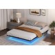 Floating Bed Frame Queen Size with LED Lights ＆ charging station, Metal Platform Queen Bed, 79.9'' L x 60.2'' W x 7.9'' H.