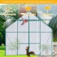 8x8 FT Double Door Polycarbonate Greenhouse Raised Base and Anchor Aluminum Heavy Duty Walk-in Greenhouses for Outdoor Backyard in All Season,Green