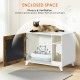 Litter Box Enclosure,Modern Hidden Cat Litter Box Enclosure Furniture with Scratching Pad for Living Room, White + vintage color door frame