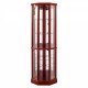 6 Shelf Lighted Corner Curio Cabinet with Adjustable Tempered Glass Shelves and Mirror Back, Cherry(E26 light bulb not included)