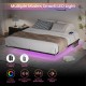 Floating Bed Frame King Size with LED Lights ＆ charging station, Metal Platform Queen Bed, 79.9'' L x 76.2'' W x 7.9'' H.