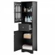 Tall Bathroom Cabinet, Freestanding Storage Cabinet with Drawer and Doors, MDF Board, Acrylic Door, Adjustable Shelf, Black