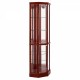 6 Shelf Lighted Corner Curio Cabinet with Adjustable Tempered Glass Shelves and Mirror Back, Cherry(E26 light bulb not included)