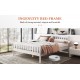 Twin Bed Frames with Headboard, Solid Wooden Platform Bed with Corner, Modern Low Profile Bed Frame, No Box Spring Needed, White