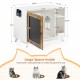 Litter Box Enclosure,Modern Hidden Cat Litter Box Enclosure Furniture with Scratching Pad for Living Room, White + vintage color door frame