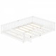 Queen Size Bed Floor Bed with Safety Guardrails and Door for Kids, White(Expect Arrival Date 2024.7.26), Old SKU W158090696