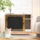 Litter Box Enclosure,Modern Hidden Cat Litter Box Enclosure Furniture with Scratching Pad for Living Room, White + vintage color door frame