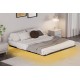 Floating Bed Frame King Size with LED Lights ＆ charging station, Metal Platform Queen Bed, 79.9'' L x 76.2'' W x 7.9'' H.