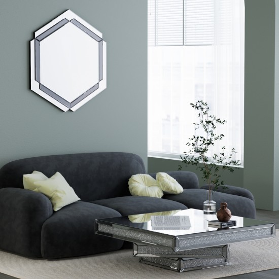 28 x 31.5 inches Wall-Mounted Silver Decorative Round Wall Mirror for Home, Living Room, Bedroom, Entryway