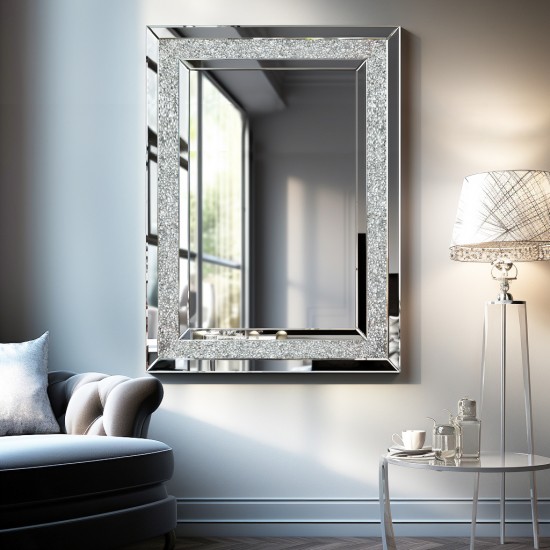 Large Wall-Mounted Silver Decorative Rectangular Wall Mirror for Home, Living Room, Bedroom, Entryway (clear HD mirror)