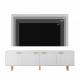 Mid Century Modern LED TV Stand for 80 Inch TV, Entertainment Center Wood TV Stand, Fluted Trim TV Stand with 4 Doors