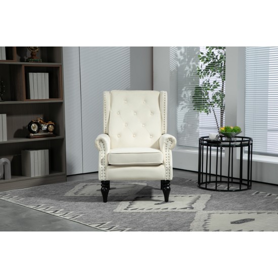 COOLMORE Wood Frame Armchair, Modern Accent Chair Lounge Chair with Sturdy Wood Legs for Living Room Bedroom(Beige)