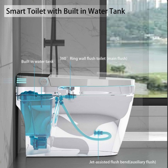 ST-ZGP-01 Smart Toilet with Heated Bidet Seat, One Piece toilet with AUTO Open&Close, Feet Sensor Operation, AUTO Dual Flush, Dryer and Warm Water, Built In Water Tank Without Pressure Limited, White