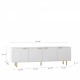 White Modern TV Stand Fluted 68 Inch with Power Outlet, Entertainment Center with Storage Doors, TV Console Media Cabinet,  for 55+ Inch TV, Living Room