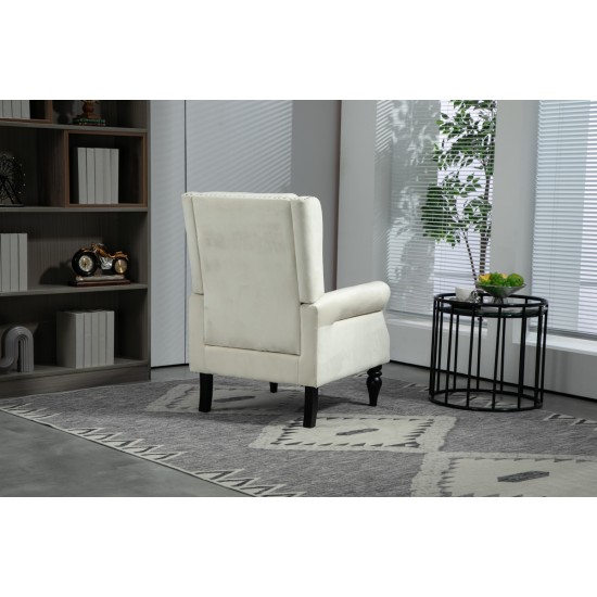 COOLMORE Wood Frame Armchair, Modern Accent Chair Lounge Chair with Sturdy Wood Legs for Living Room Bedroom(Beige)