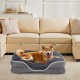 Memory Foam Pet Bed for Small Dogs & Cats with Washable Removable Cover Non-Slip Base Waterproof Liner Egg Crate Foam for Improved Sleep, grey,large