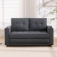 3-in-1 Upholstered Futon Sofa Convertible Sofa bed,Foldable Tufted Loveseat with Pull Out Sleeper Couch Bed,Folding Mattres Love Seat Daybed W/Side Pockets and Cup Holder, Dark Gray