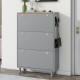 ON-TREND Narrow Design Shoe Cabinet with 3 Flip Drawers, Wood Grain Pattern Top Entryway Organizer with 3 Hooks, Free Standing Shoe Rack with Adjustable Panel for Hallway, Grey