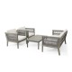 4-Pieces Acacia Wood Patio Furniture Set, Outdoor Furniture with Coffee Table, Patio Conversation Set Deep Seating with Soft Cushion, Porch Chairs for Garden, Backyard Porch Balcony, Grey & Beige