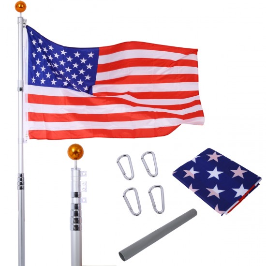 Flag Poles for Outside House, 25FT Sectional Flag Pole Kit, Extra Thick Heavy Duty Aluminum Flagpole, Outdoor Inground Flag Poles with Topper Balls for Yard, Residential or Commercial