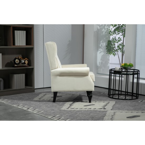 COOLMORE Wood Frame Armchair, Modern Accent Chair Lounge Chair with Sturdy Wood Legs for Living Room Bedroom(Beige)