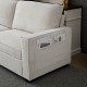 Corduroy Sofa, 87.4 inch Modern Design Sofa with Cup Holder and Storage Bags, Deep Seat Sofa Couch,Comfy Couch for Living Room,Apartment,Beige