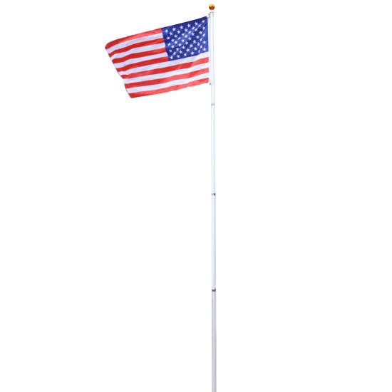 Flag Poles for Outside House, 25FT Sectional Flag Pole Kit, Extra Thick Heavy Duty Aluminum Flagpole, Outdoor Inground Flag Poles with Topper Balls for Yard, Residential or Commercial