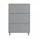 ON-TREND Narrow Design Shoe Cabinet with 3 Flip Drawers, Wood Grain Pattern Top Entryway Organizer with 3 Hooks, Free Standing Shoe Rack with Adjustable Panel for Hallway, Grey