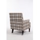 Upholstered Accent Chair, Vintage Armchair with Blue and White Striped Linen Fabric and Nailhead Trim for Living Room