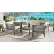 4-Pieces Acacia Wood Patio Furniture Set, Outdoor Furniture with Coffee Table, Patio Conversation Set Deep Seating with Soft Cushion, Porch Chairs for Garden, Backyard Porch Balcony, Grey & Beige