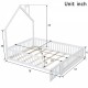 Wood Full Size House Platform Bed with Guardrail, White