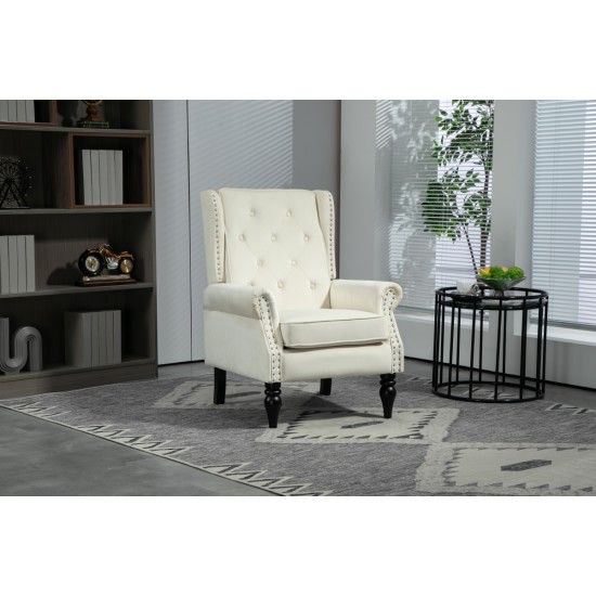 COOLMORE Wood Frame Armchair, Modern Accent Chair Lounge Chair with Sturdy Wood Legs for Living Room Bedroom(Beige)