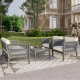 4-Pieces Acacia Wood Patio Furniture Set, Outdoor Furniture with Coffee Table, Patio Conversation Set Deep Seating with Soft Cushion, Porch Chairs for Garden, Backyard Porch Balcony, Grey & Beige