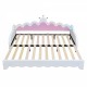 Twin Extending Daybed with LED Lights, Modern Upholstered Princess Daybed With Crown Headboard,White