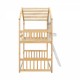 Twin over Twin House Bunk Bed with Roof , Window, Window  Box, Door , with Safety Guardrails and Ladder, Natural/White