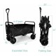 YSSOA Heavy Duty Folding Portable Cart Wagon with 7\'\' Widened All-Terrain Wheels Prevent to Sinking in The Sand, Adjustable Handles and Double Fabric for Shopping, Park, Beach, Camping, Black