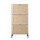 Natural  Rattan 3 Door Shoe Rack, Freestanding Modern Shoe Storage Cabinet, for Entryway